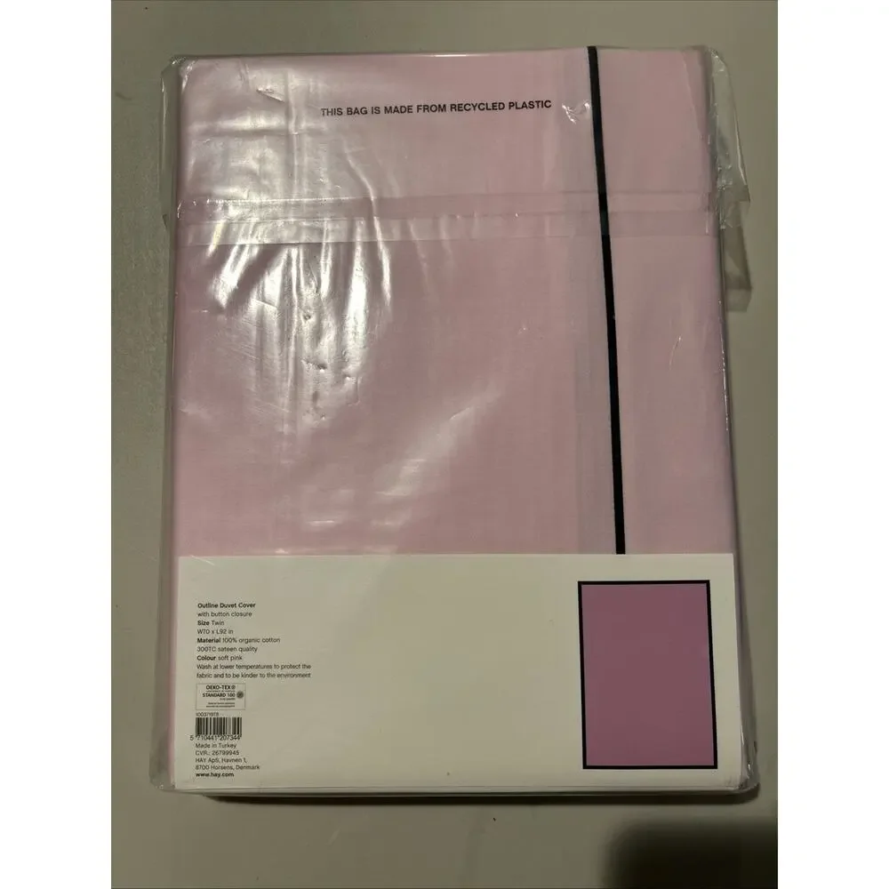 HAY Outline Twin Duvet Cover Soft Pink Organic Cotton
